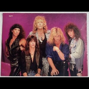 Ratt Band Pinup with Pink Background